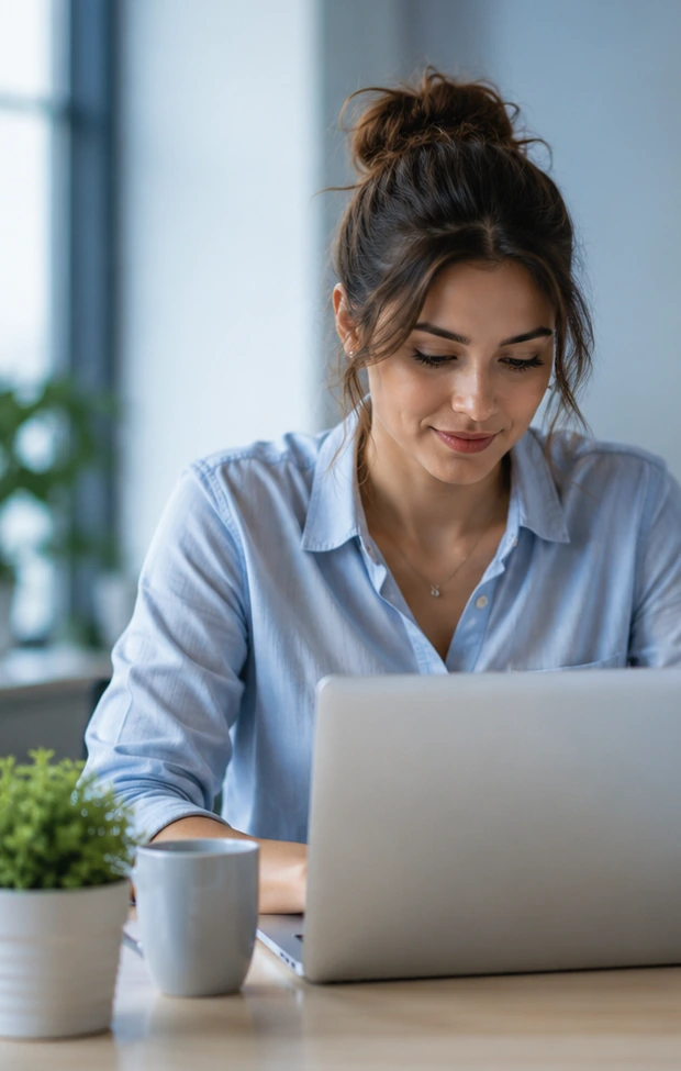 Invoice review at a desk